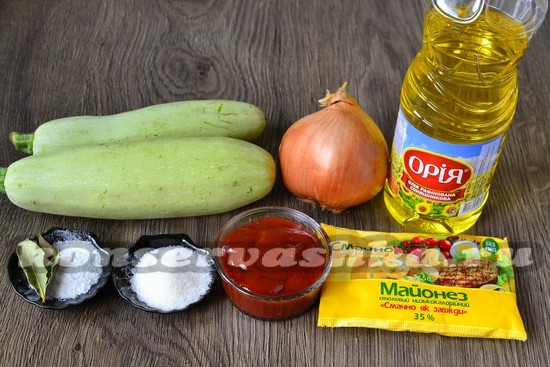 Ингредиенты для приготовления кабачковой икры с майонезом