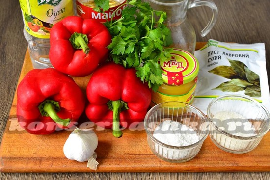 Ингредиенты для приготовления перца в медовом маринаде
