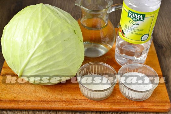 Ингредиенты для приготовления маринованной капусты на зиму