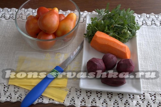 Ингредиенты для приготовления замороженной заготовки для борща