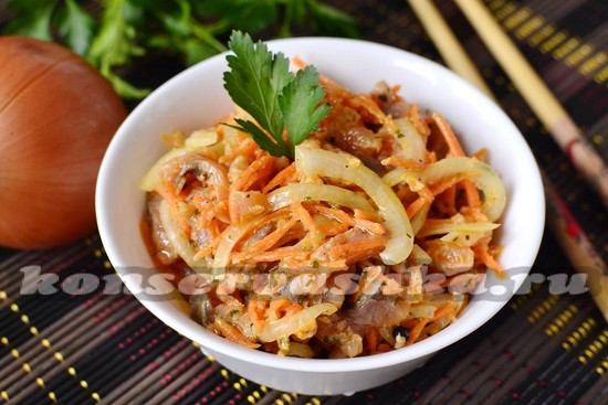 Хе из горбуши и моркови по-корейски