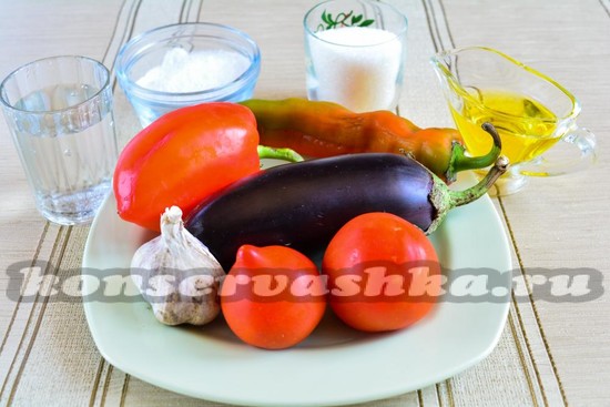 Ингредиенты для приготовления соте из баклажанов на зиму