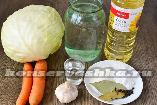 Ингредиенты для приготовления быстрой маринованной капусты