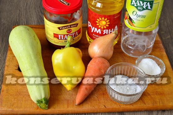 Ингредиенты для приготовления лечо из кабачков