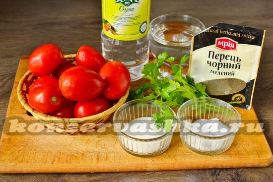 Ингредиенты для приготовления маринованных помидор
