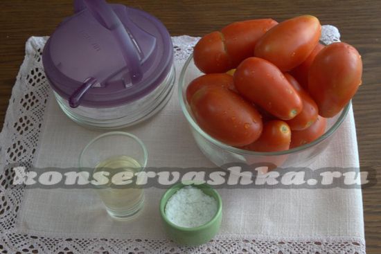 Ингредиенты для приготовления помидор на зиму
