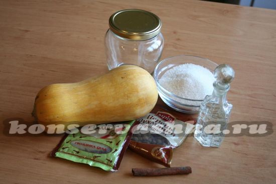 Ингредиенты для приготовления маринованной тыквы