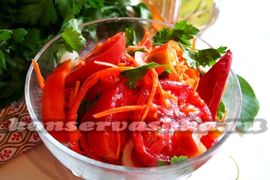 рецепт салата из перца, помидоров и моркови
