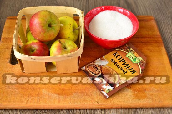 Ингредиенты для приготовления варенья из яблок пятиминутка