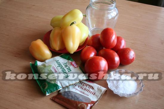 Ингредиенты для приготовления перца в томатном пюре
