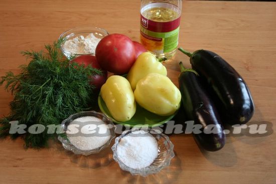 Ингредиенты для приготовления баклажан на зиму
