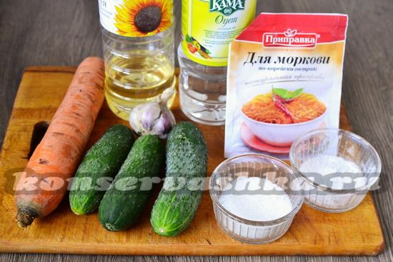 Ингредиенты для приготовления огурцов по-корейски