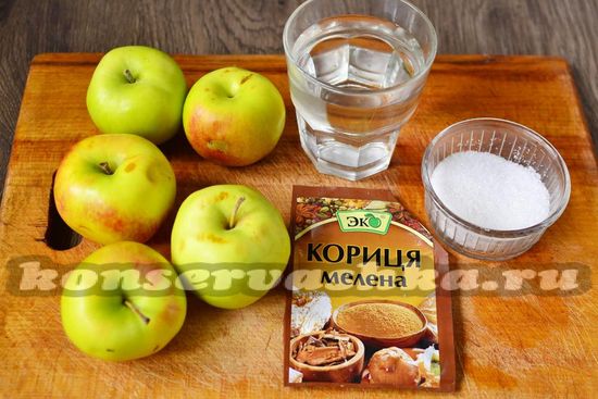 Ингредиенты для приготовления яблочного варенья с корицей