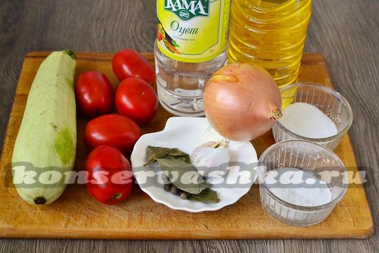 Ингредиенты для приготовления кабачковой икры с томатами
