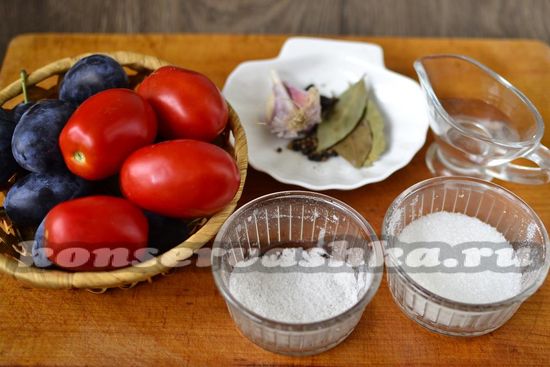 Ингредиенты для приготовления маринованных помидор