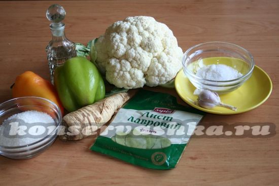Ингредиенты для приготовления цветной капусты с перцем