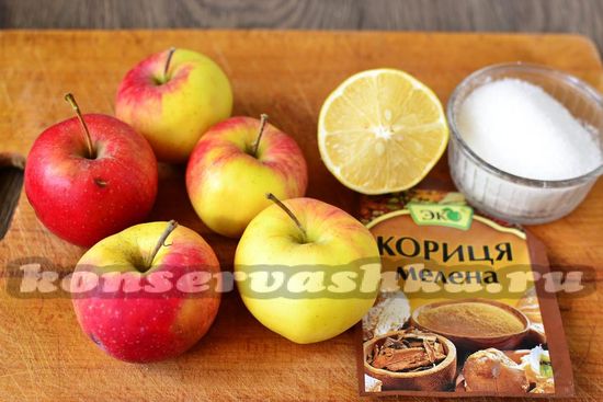 Ингредиенты для приготовления варенья из яблок в мультиварке