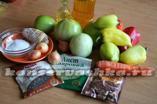 Ингредиенты для приготовления салата украинского на зиму