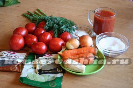 Ингредиенты для приготовления фаршированных томатов на зиму
