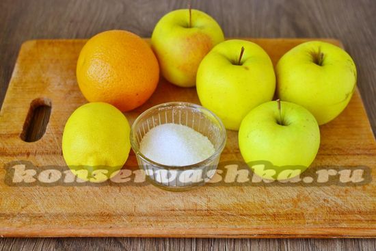 Ингредиенты для приготовления джема из яблок и апельсинов