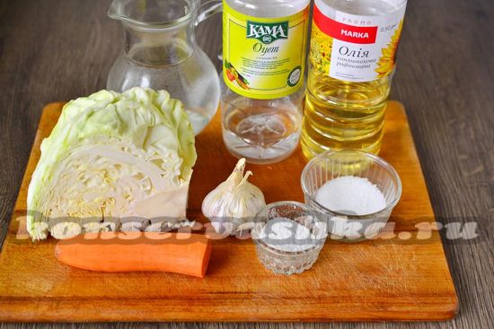 Ингредиенты для приготовления быстрой маринованной капусты