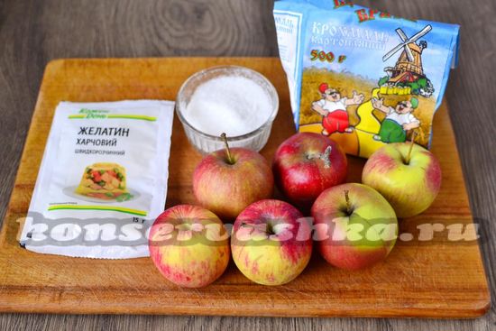 Ингредиенты для приготовления быстрого яблочного мармелада