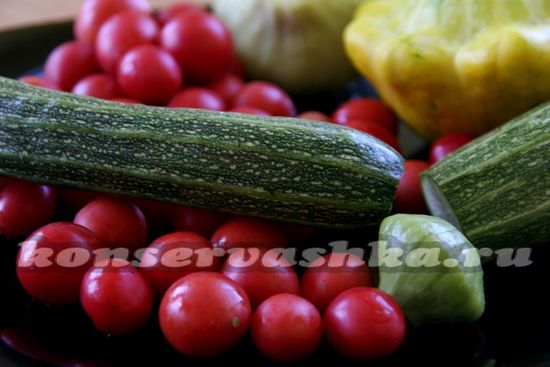 Ингредиенты для приготовления овощного ассорти на зиму