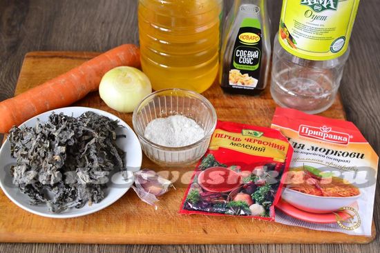 Ингредиенты для приготовления салата из морской капусты