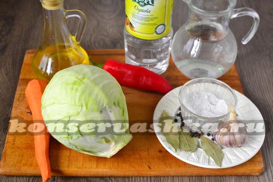 Ингредиенты для приготовления маринованной капусты