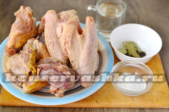 Ингредиенты для приготовления тушенки из курицы