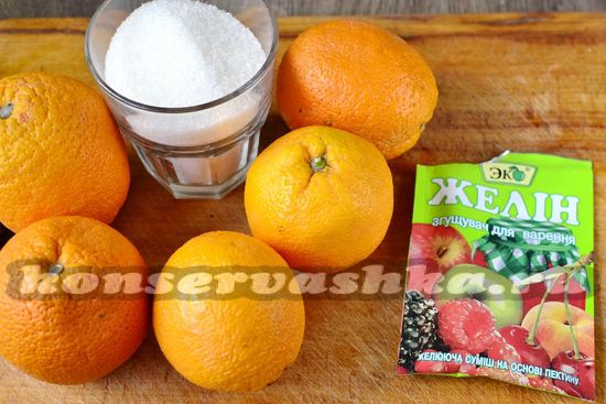Ингредиенты для приготовления джема-мармелада из апельсинов