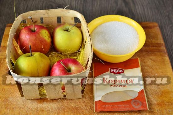 Ингредиенты для приготовления варенья из яблок Пятиминутка