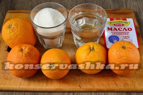 Ингредиенты для приготовления цукатов из апельсиновых корок по рецепту Юлии Высоцкой