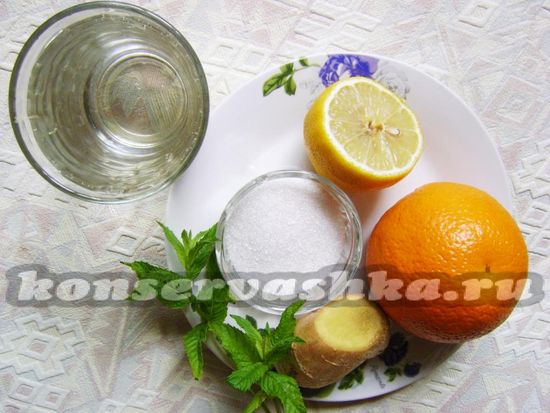 Ингредиенты для приготовления лимонада с имбирем на зиму