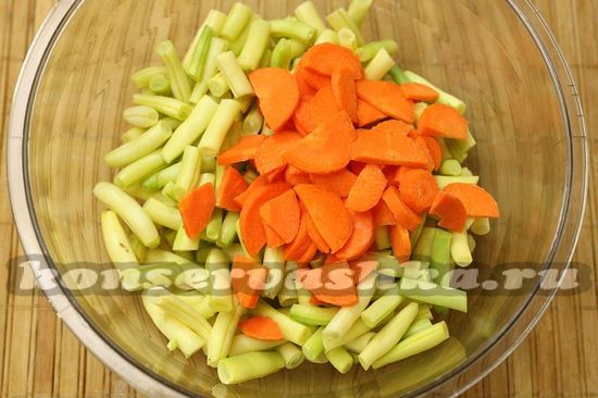 Сложить овощи в миску