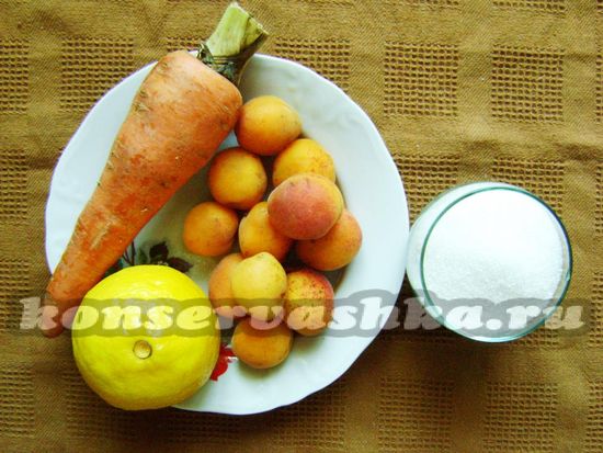 Ингредиенты для приготовления абрикосово- морковного джема