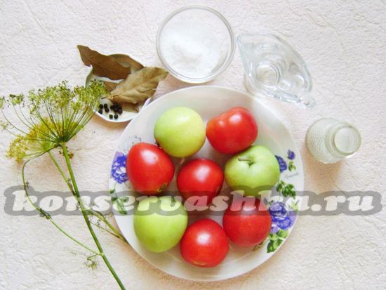 Ингредиенты для приготовления помидоров в яблоках