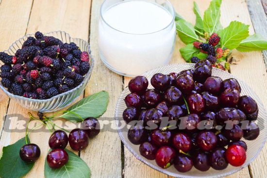 Ингредиенты для приготовления вишневого варенья из шелковицы