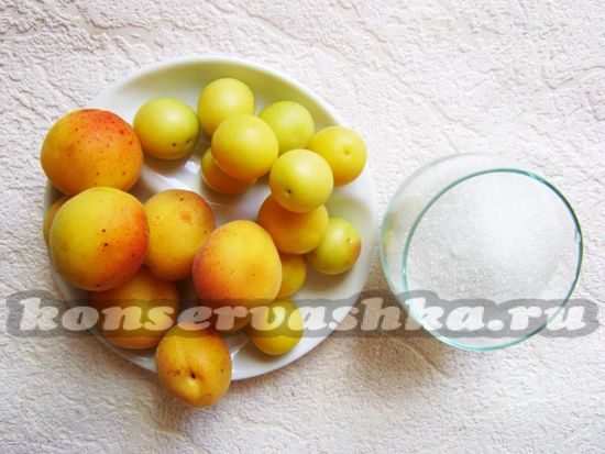Ингредиенты для приготовления абрикосового джема с алычой
