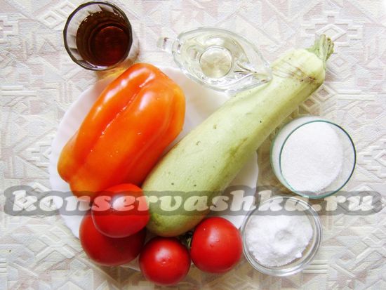 Ингредиенты для приготовления лечо с кабачками