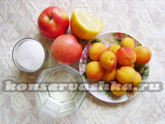 Ингредиенты для приготовления консервированных абрикос с яблоками