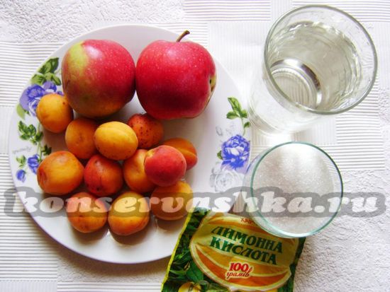 Ингредиенты для приготовления абрикосового джема с яблочным пюре