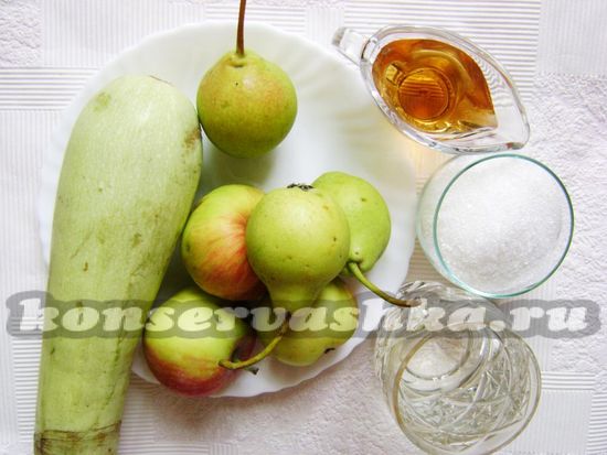 Ингредиенты для приготовления яблочно-грушового компота на зиму
