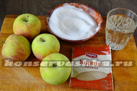 Ингредиенты для приготовления варенья из яблок с корицей