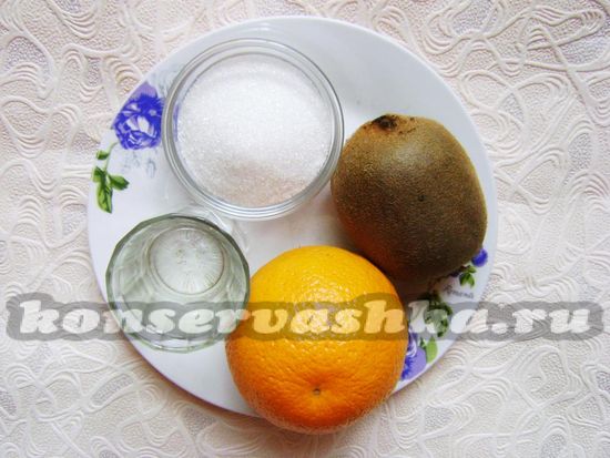 ингредиенты для приготовления консервированных киви и апельсинов