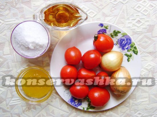 Ингредиенты для приготовления помидор на зиму