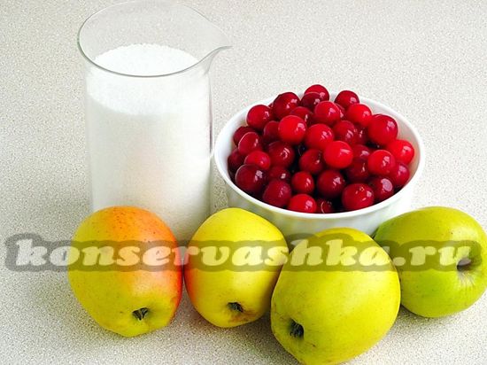 Ингредиенты для приготовления джема яблочно-вишнёвого