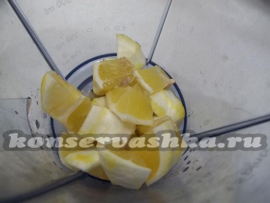 Лимон помещен в блендер