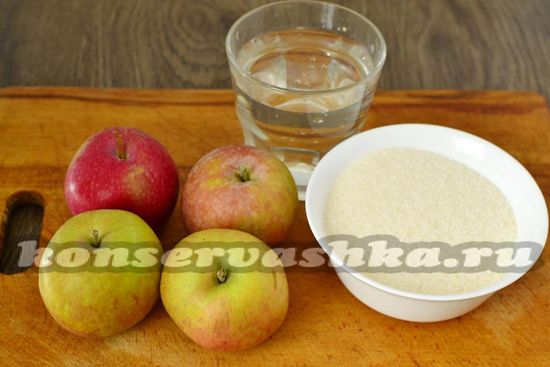 Ингредиенты для приготовления джема из яблок на зиму