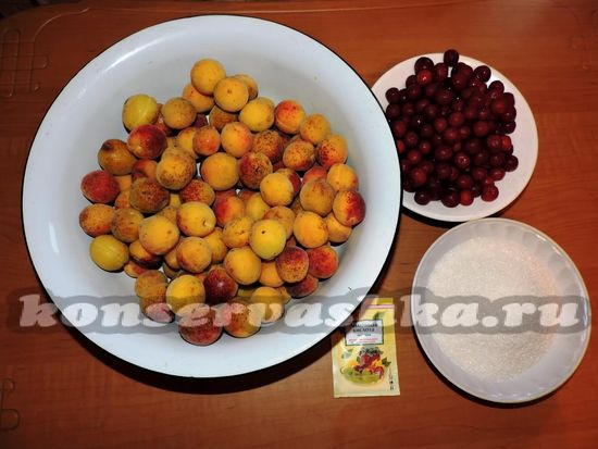 Для приготовления абрикосово-вишневого компота потребуются